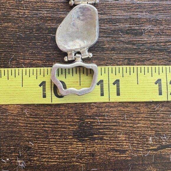 VTG Two Tone Sterling Silver 925 Slab Druzy Abstract Chain Bracelet 7.5" Length - Picture 14 of 16